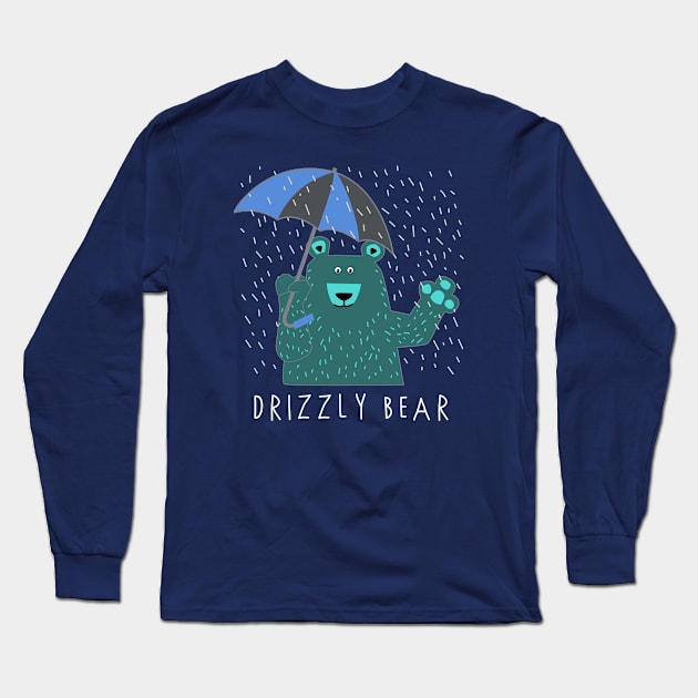 Cute "Drizzly Bear" with Umbrella for Grizzly Bear Fans Long Sleeve T-Shirt by SeaLAD